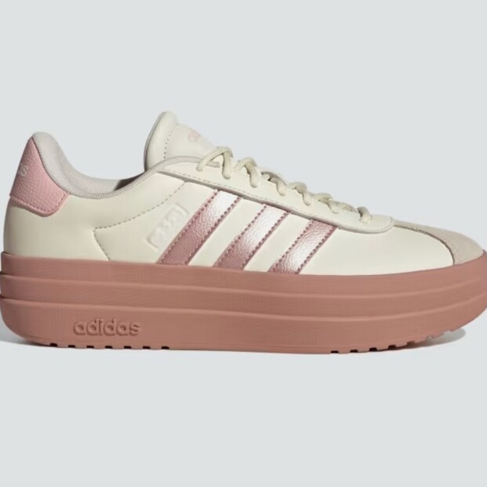 Adidas Women's VL Court Bold Shoes - Ivory / Sandy Pink Gum Bottoms 8.5